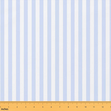 Blue White Stripes Soft Polyester No Stretch Fabric by The Yard, Modern Simple Style Striped Fabric by The Yard Sewing