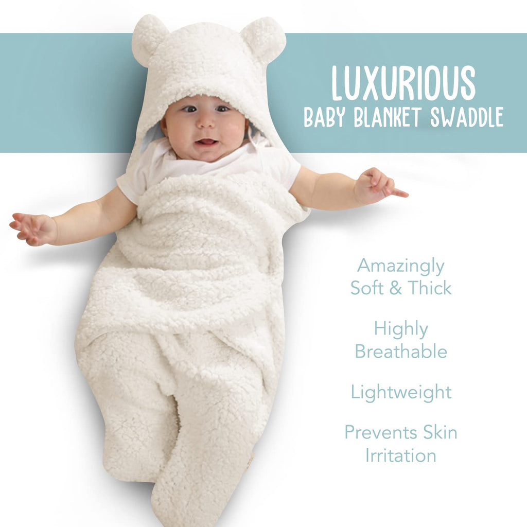 Baby Swaddle Blanket | Ultra-Soft Plush Essential for Infants 0-6 Months | Receiving Swaddling Wrap White | Ideal