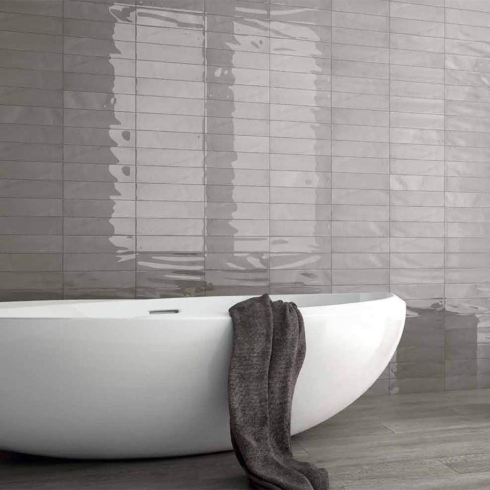 Larissa 3x12 Grey Glossy Ceramic Subway Tile - 12.6 Sq Ft