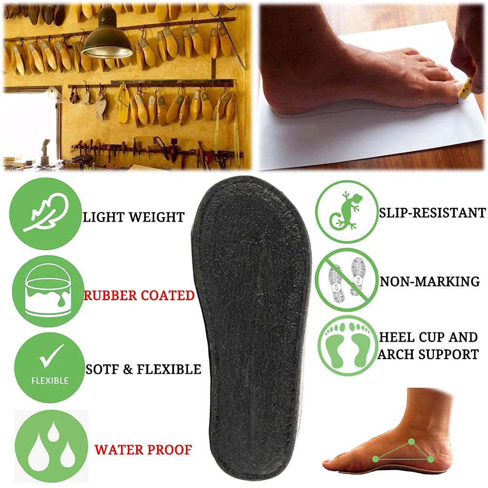 Men's Boiled Wool House Slippers Breathable Winter Warm Slip on Mules Indoor/Outdoor Slipper for Women (9.5-10.5 US