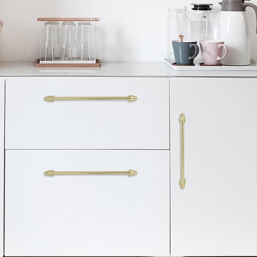 6 Pack 12-3/5 inch(320mm) Brushed Brass Kitchen Cabinet Handles Cabinet Pulls Gold Drawer Pulls Kitchen Cabinet