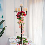 48inch Tall Candlestick Holders Floor Candelabra Black 5 Arms Candle Holders for Pillar Candles Flower Centerpiece