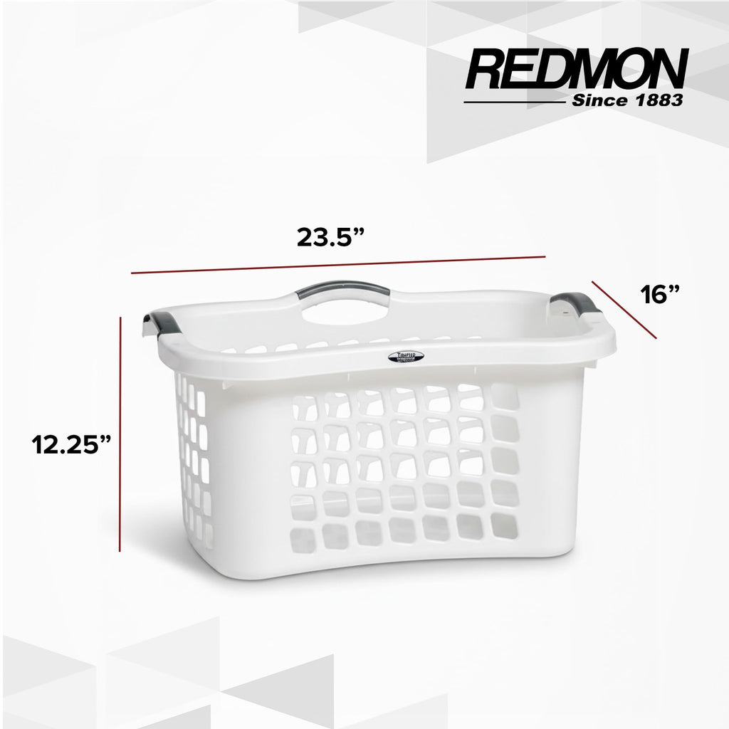 Comfort Grip Plastic Laundry Clothes Basket, Upright Design, White