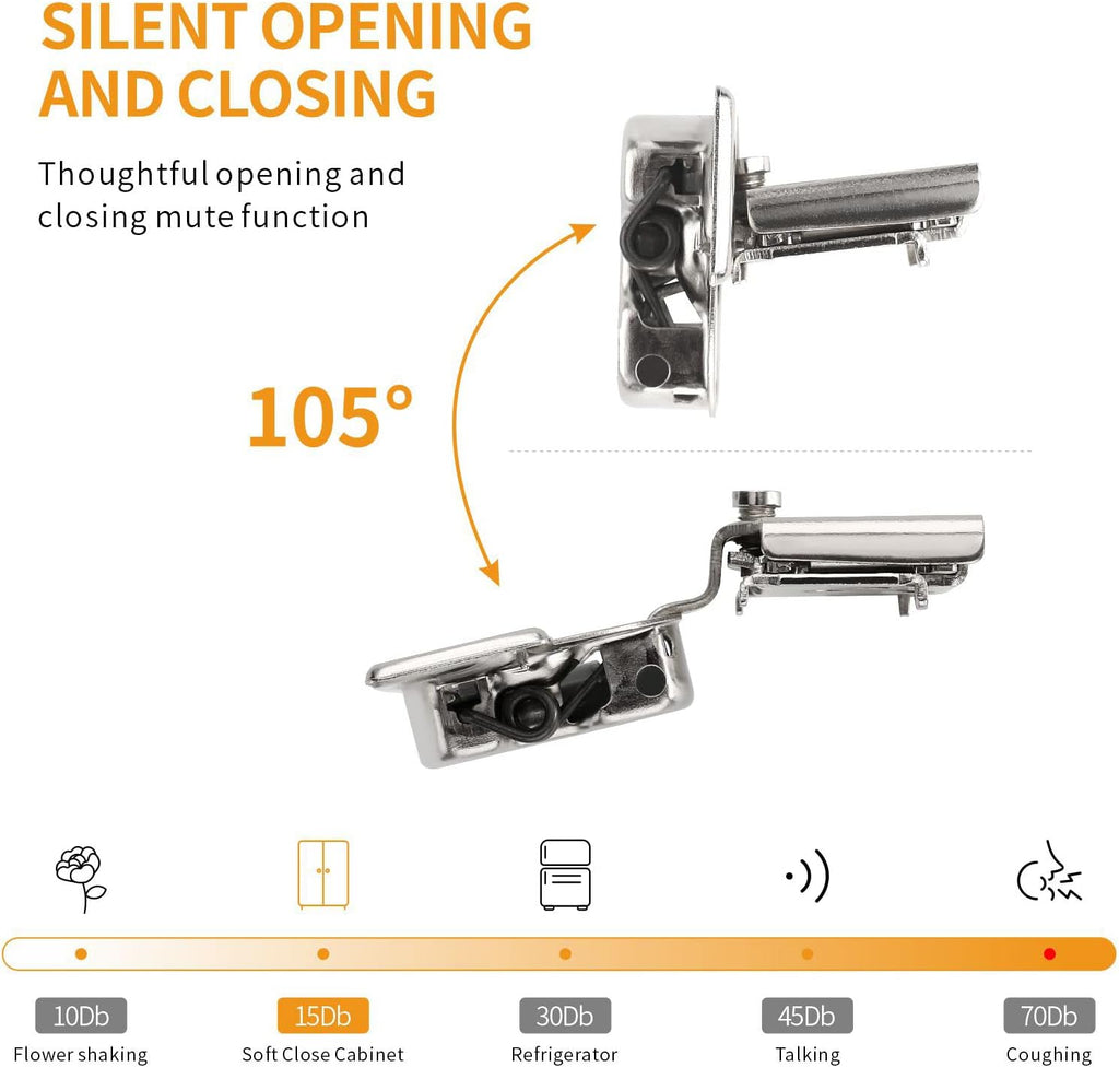 10 Pack 1-1/4" 4D Overlay Soft Close Concealed Hinges for Face Frame Door, Control Closing Speed, Smooth Slow Self