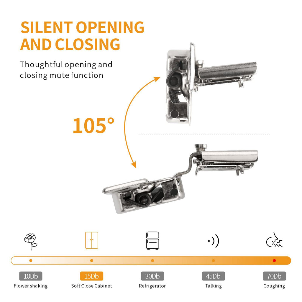 30 Pack 1-1/4" 4D Overlay Soft Close Concealed Hinges for Face Frame Door, Control Closing Speed, Smooth Slow Self