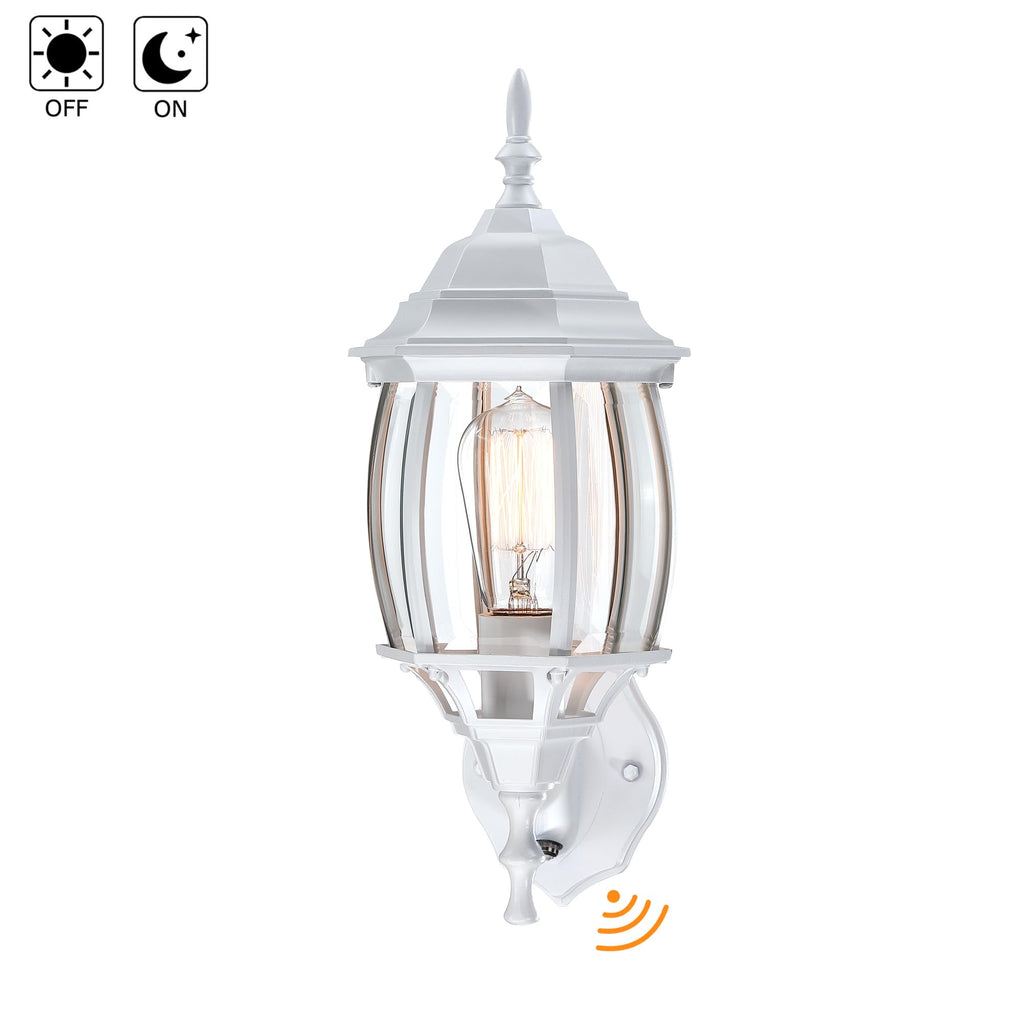16.8 Inch White Outdoor Wall Lights Dusk to Dawn, Outside Wall Sconce White Dusk to Dawn Sensor Outdoor Light for