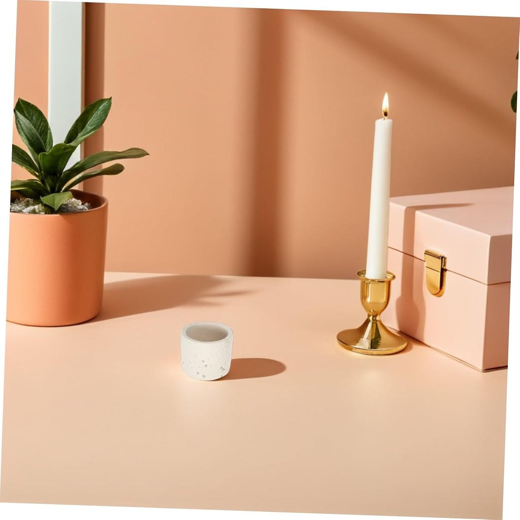 Concrete Match Holder for Fireplace and Candle Use, Minimalist Empty Cement Match Canister with 2.76in Diameter