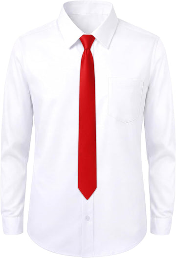 Boys' Long Sleeve Button-Down Dress Shirt with Pre-Tied Tie