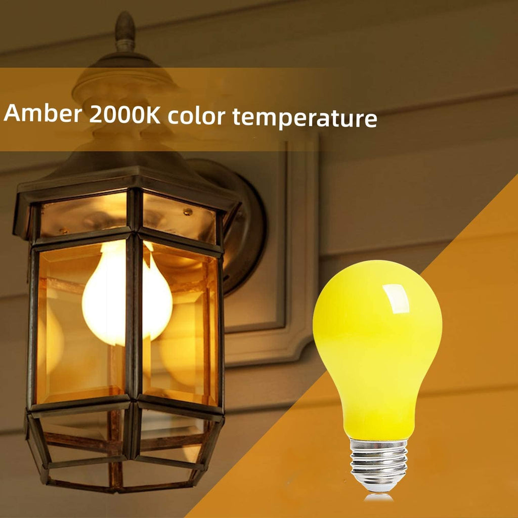 8 Pack 3W A60 Yellow Light Bulb LED Bug Light Bulbs for Outdoor 25W Equivalent 120V E26 Edison Bulb Amber 2000K
