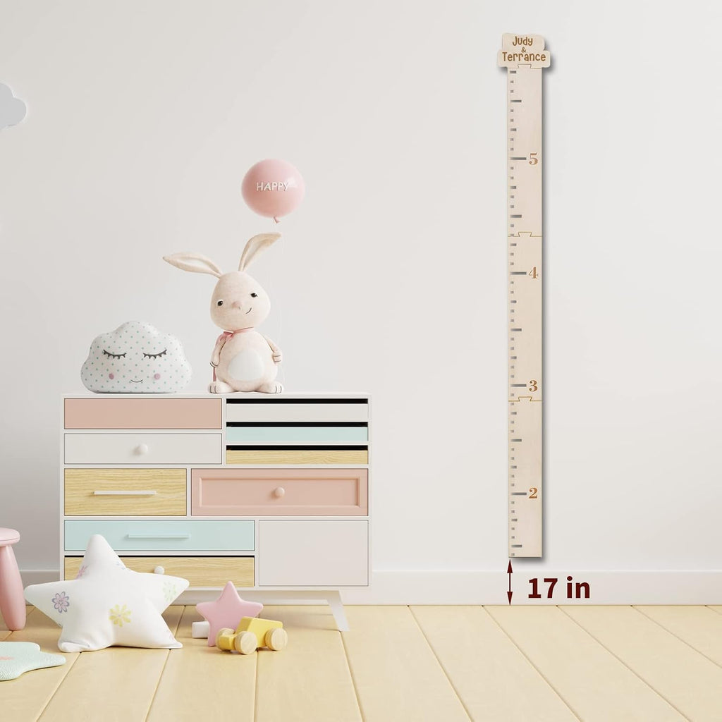 Personalized Wooden Growth Height Chart Ruler for kids, Custom Name Growth Chart for Boys and Girls, Laser Engraved