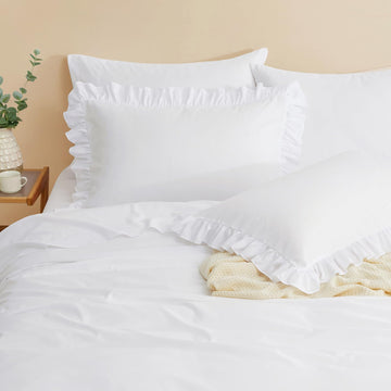 White Ruffle Sheets 6 Piece, Shabby Chic Bed Sheet Set
