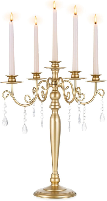 Gold Candelabra Candle Holder: 5 Arm Candelabras Centerpiece Table Decorationsandleholders for Dining Table