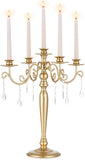 Sziqiq Gold Candelabra Candle Holder: 5 Arm Candelabras Centerpiece Table Decorationsandleholders for Dining Table