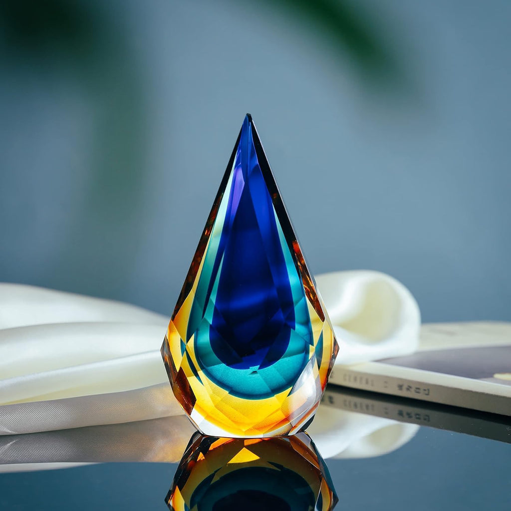 Hand-Blown Glass Sculpture Glass Decor Murano-Style Glass Statue and Figurine Wonderful Gift, Blue and Green Color