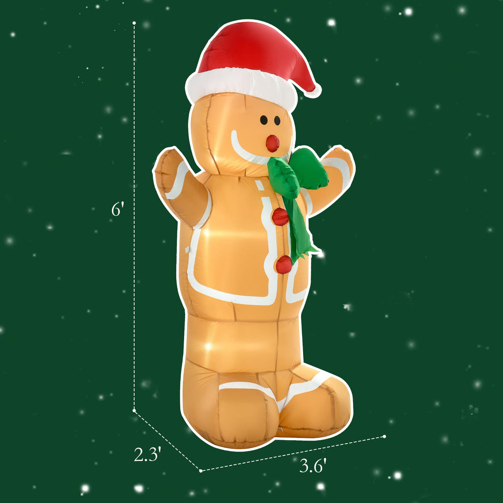 6ft Christmas Inflatable Gingerbread Man Outdoor Yard Decoration
