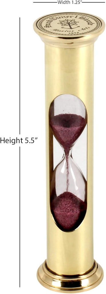 5.5" Brass Sand Timer, Brass Timer Hour Glass for Gifts Desk Office Wedding Home Decor