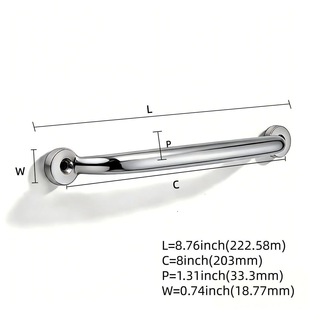 Luxury 1-Pack 100% Solid Brass Cabinet Pulls, 8" Center-to-Hole Pulls in Polished Chrome Finish for Drawers & Doors