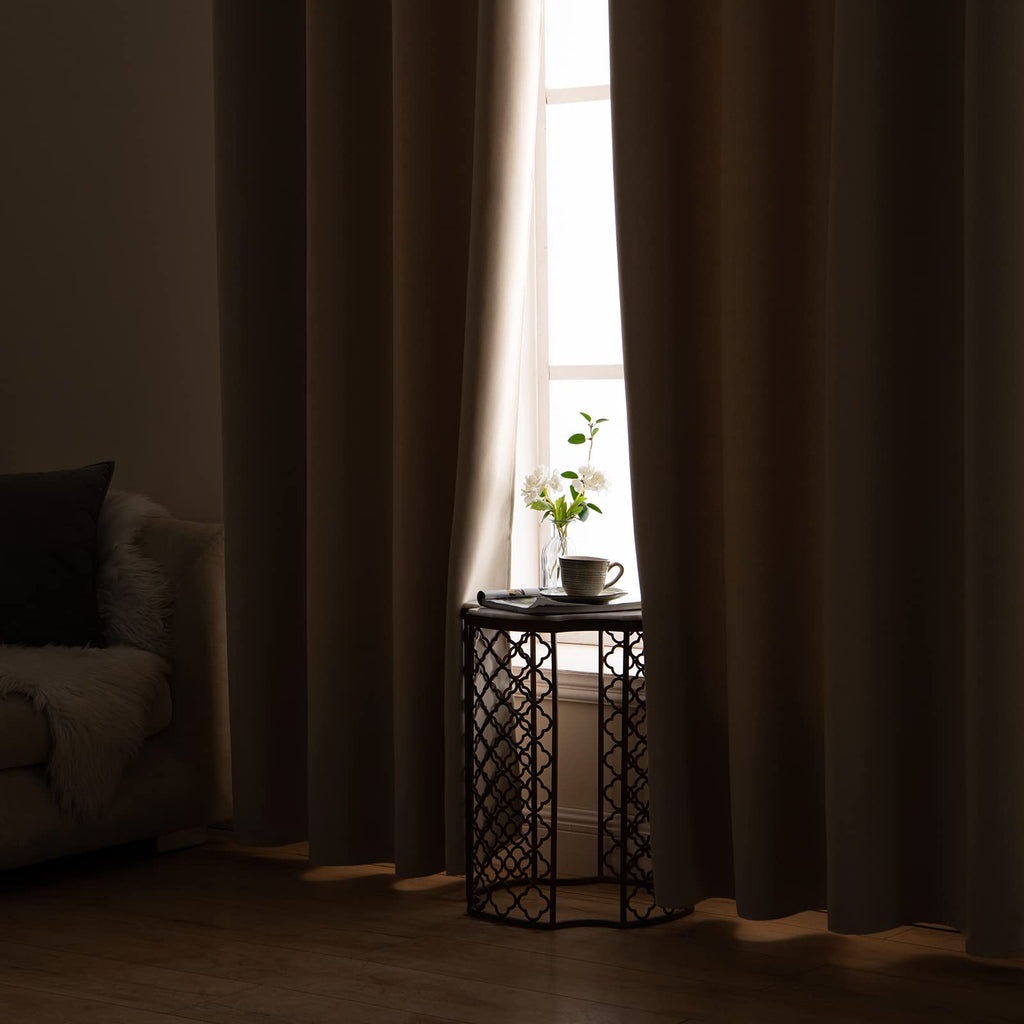 Beige Blackout Bedroom Curtains Drapes 102 Inch Long 52"x102"