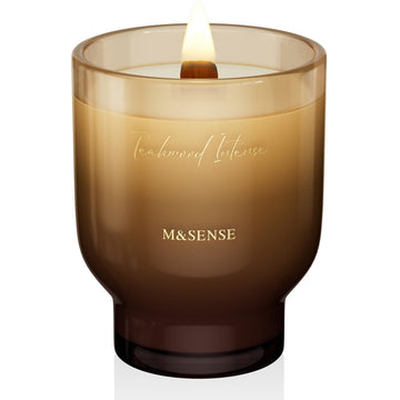 16.6oz Natural Soy Large Jar Candle with Wooden Wick | Teakwood Intense Scent | 95-Hour Burn & Long-Lasting Burn