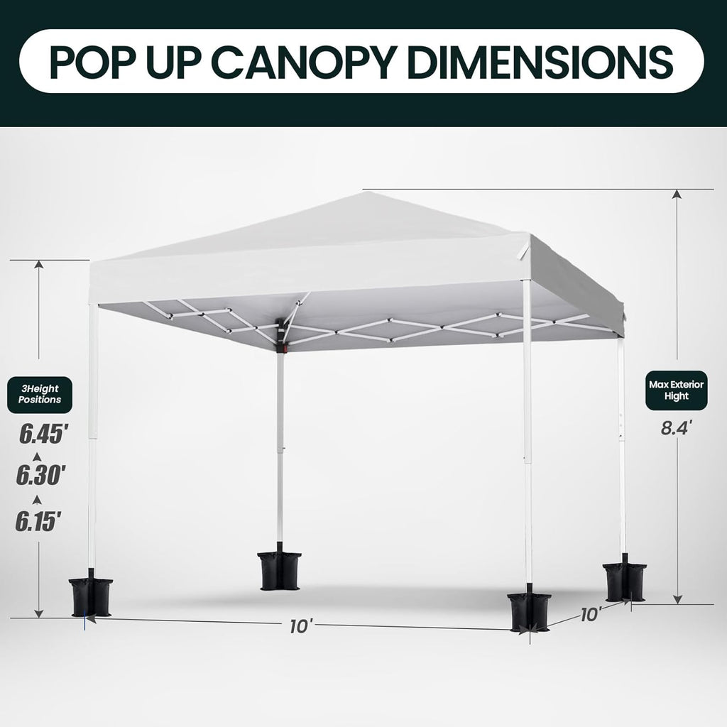 Shades 10x10 Pop Up Canopy, Heavy Duty Beach Tent with Carrying Bag for Easy Moving, Sun Shelter for Parties, Events
