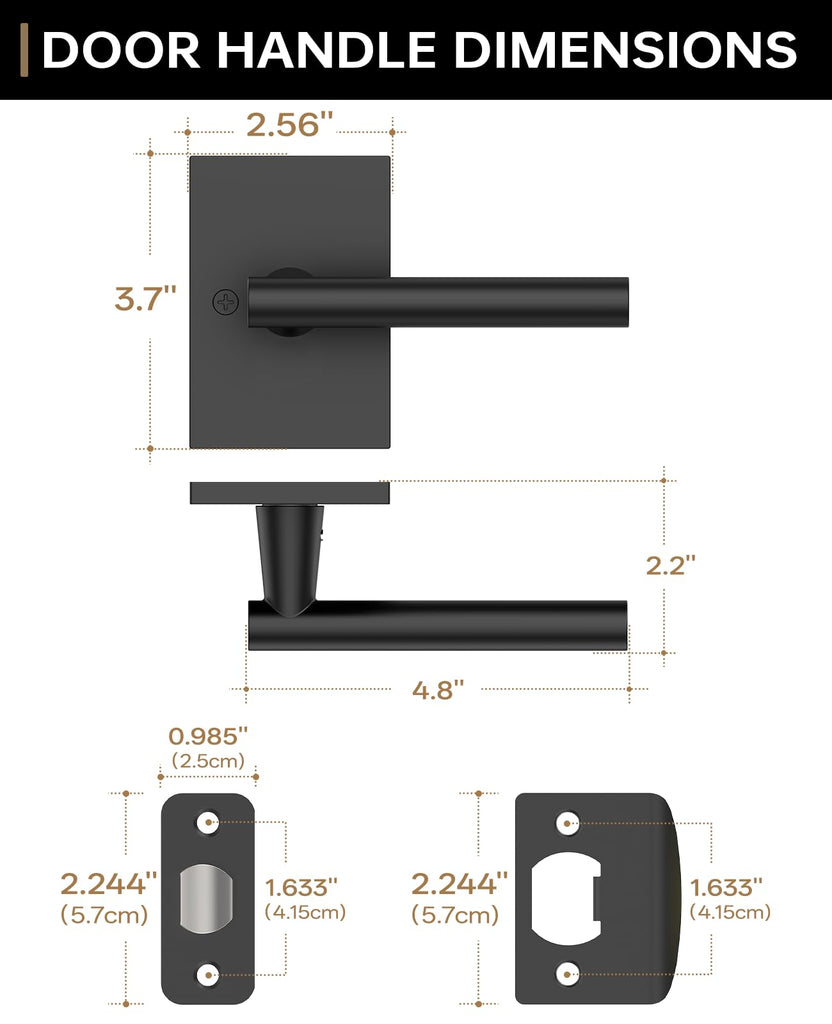 10 Pack Matte Black Passage Interior Door Handles