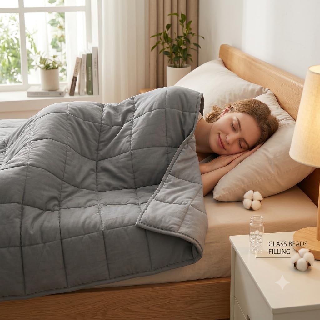 Weighted Blanket for Adults Soft Heavy Blanket Perfect Sleeping Twin Breathable Cotton Weighted Blanket for