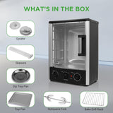 Vertical Countertop Oven with Rotisserie, Bake, Broil, & Kebab Rack Functions - Adjustable Settings - 2 Shelves