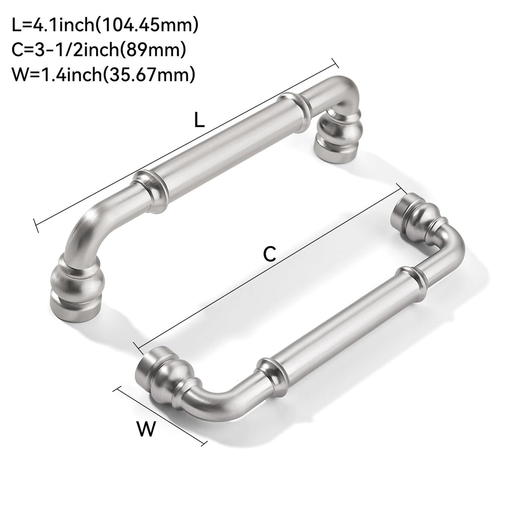 2 Pack Heavy Duty 3-1/2" Brushed Nickel Cabinet Pulls
