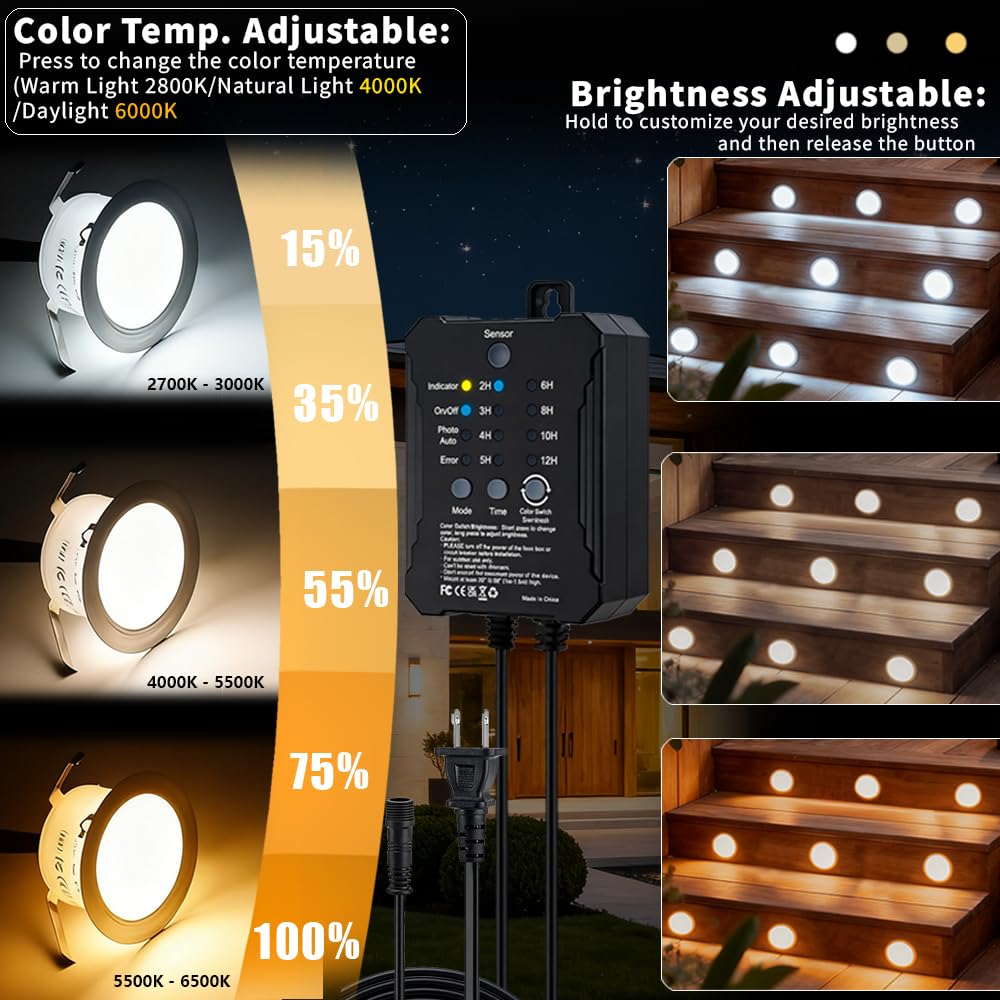 Low Voltage Deck Lights with Transformer Dimmable Timer Circuit Protection and Memory Function and Photocell Sensor