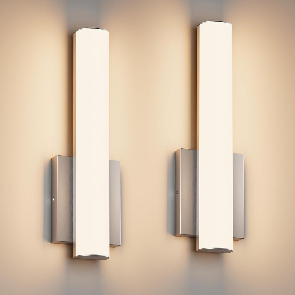 15.7 Inches Modern Bathroom Led Wall Sconces,18W 3000K Hardwired Wall Light with White Acrylic Lampshade,Indoor