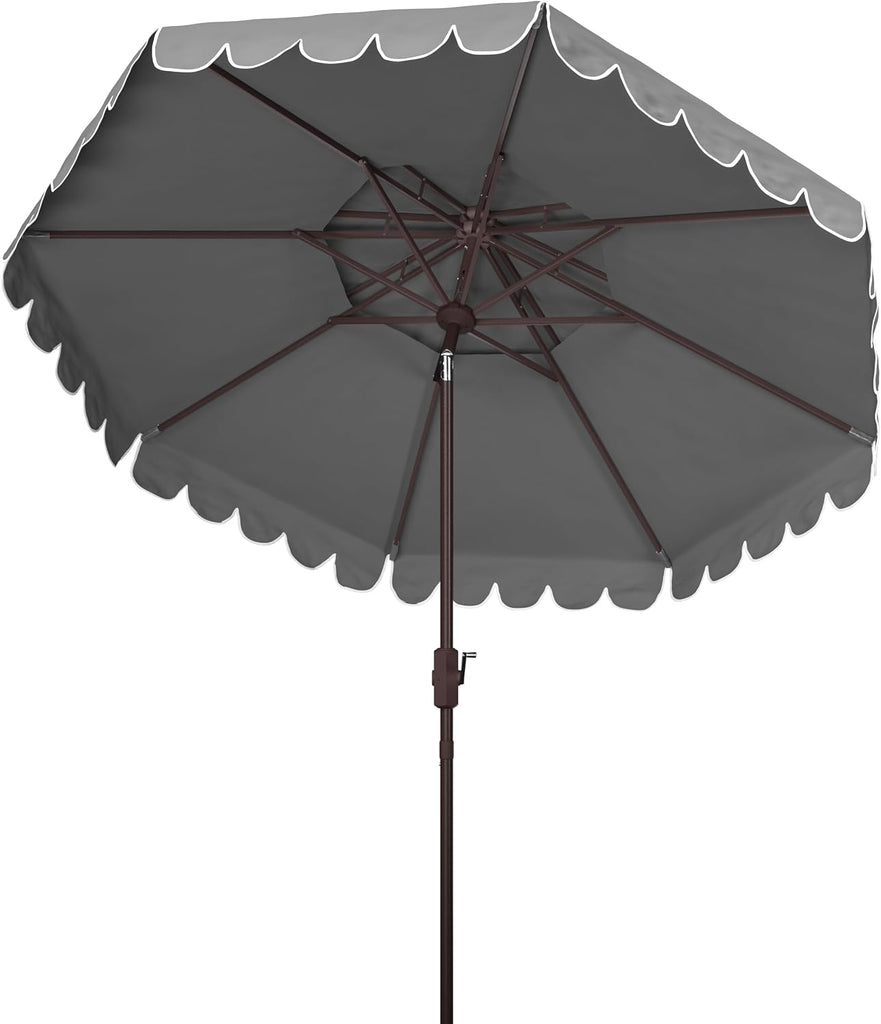 9ft Round Double-Top Patio Umbrella with Crank Lift & UV Protection - White/Black