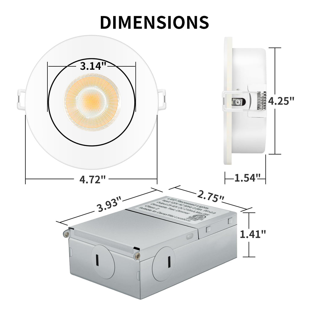 4 Inch Led Recessed Lights Gimbal 4 Pack,5 CCT,Dimmable