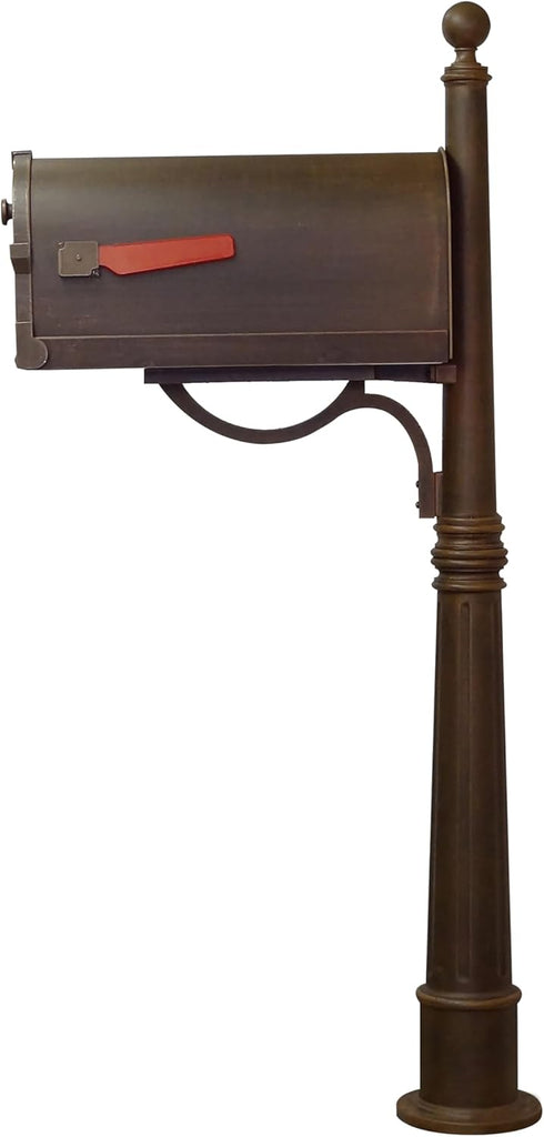 Savannah Curbside Mailbox with Ashland Post - Copper Mailbox with Aluminum Post