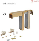 Sliding French Double Pocket Doors 64 x 80 inches Clear Glass | Lucia 2166 White Silk | Kit Trims Ra