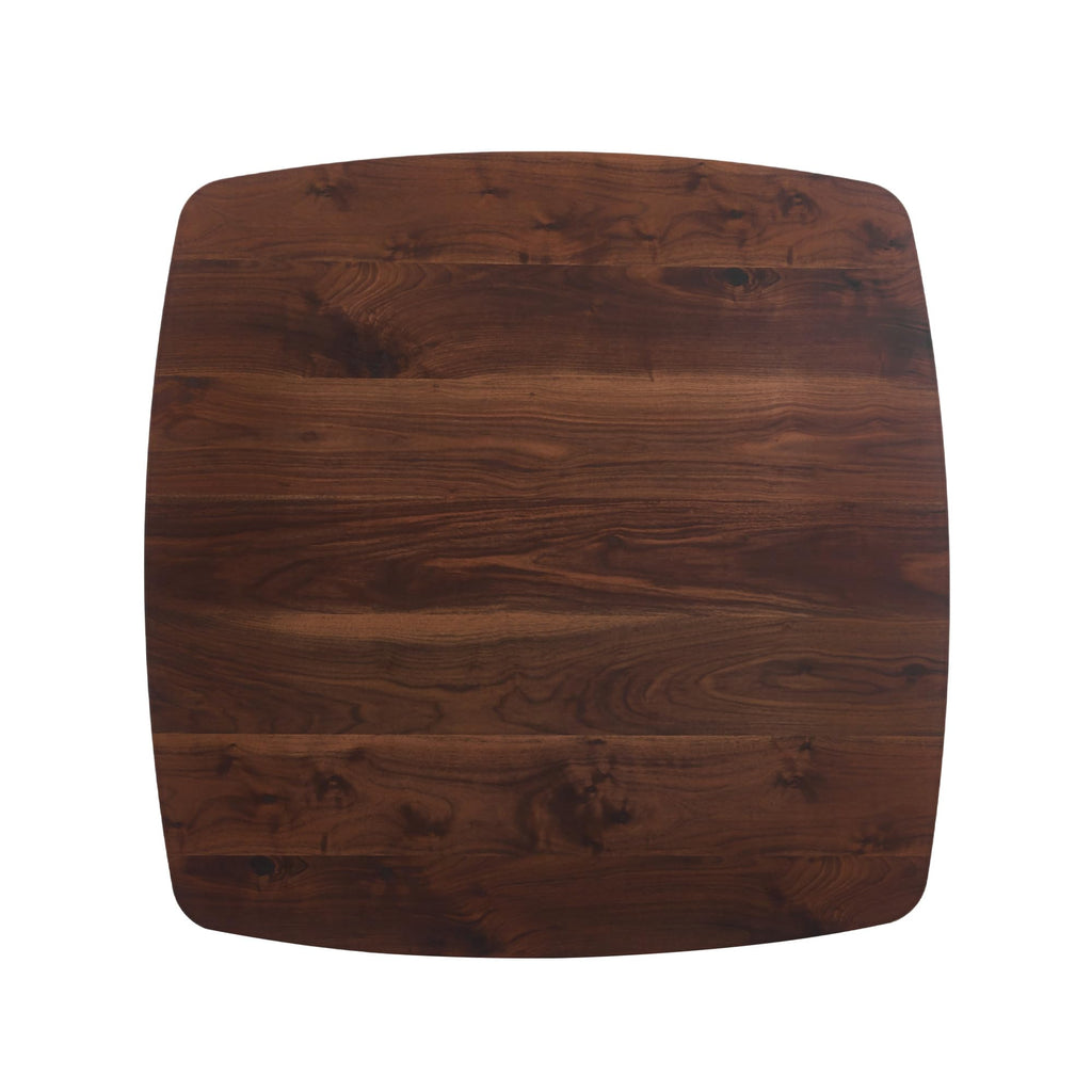 42 Inch Walnut Square Dining Table for 4-6 Person, Modern Tulip Kitchen Table, Mid-Century Leisure Table with Metal