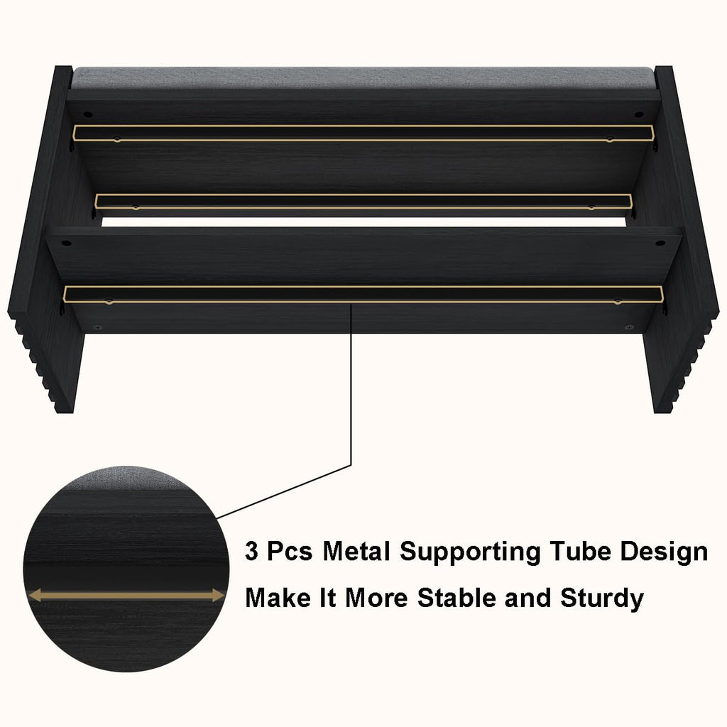 Entryway Shoe Bench with Storage & Cushion for Mudroom, Black