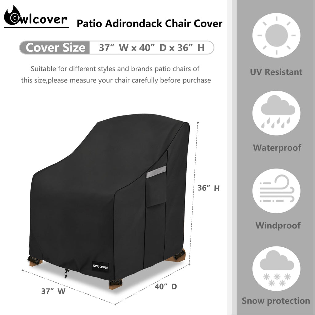 Outdoor Chair Covers 37"W x 40"D x 36"H, 600D Heavy Duty Waterproof Patio Chair Cover, Outdoor Furniture Covers for