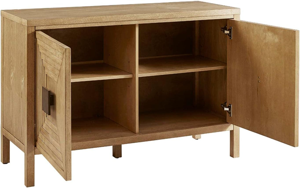 Paige Accent Storage Cabinet Accent Chest with 2 Adjustable Shelves, Solid Wood Legs with Levelers, Chic Geometric