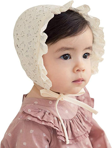 Baby Girl Toddlers Breathable Lacy Bonnet Eyelet Cotton Adjustable Sun Protection Hat