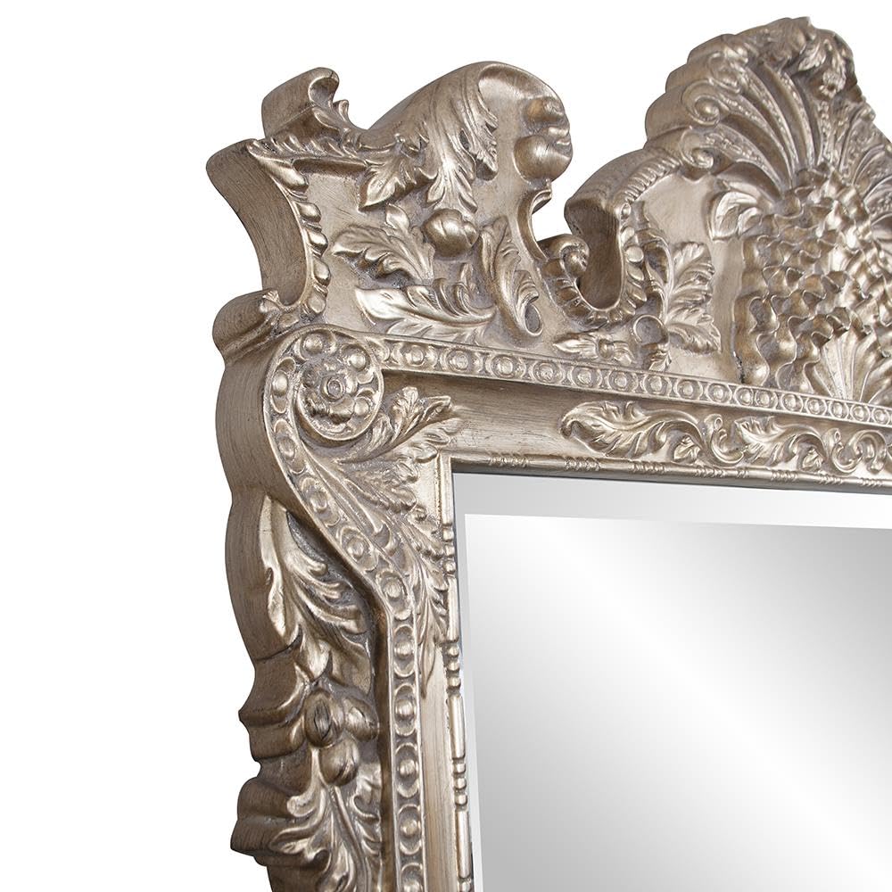 Marquette Antique Oversized Full Length Mirror, Ornate Full Body Standing Floor Mirror, Large Leaning Wall Mirror