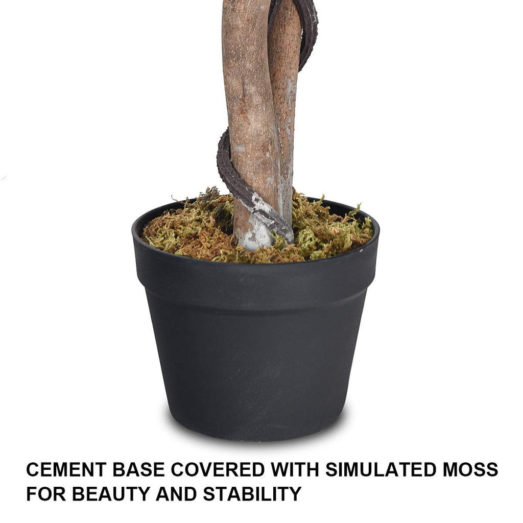 5.5ft Artificial Ficus Tree Set of 2, Fake Greenery Plants in Pots for Indoor and Outdoor, Beautiful Faux Tree with