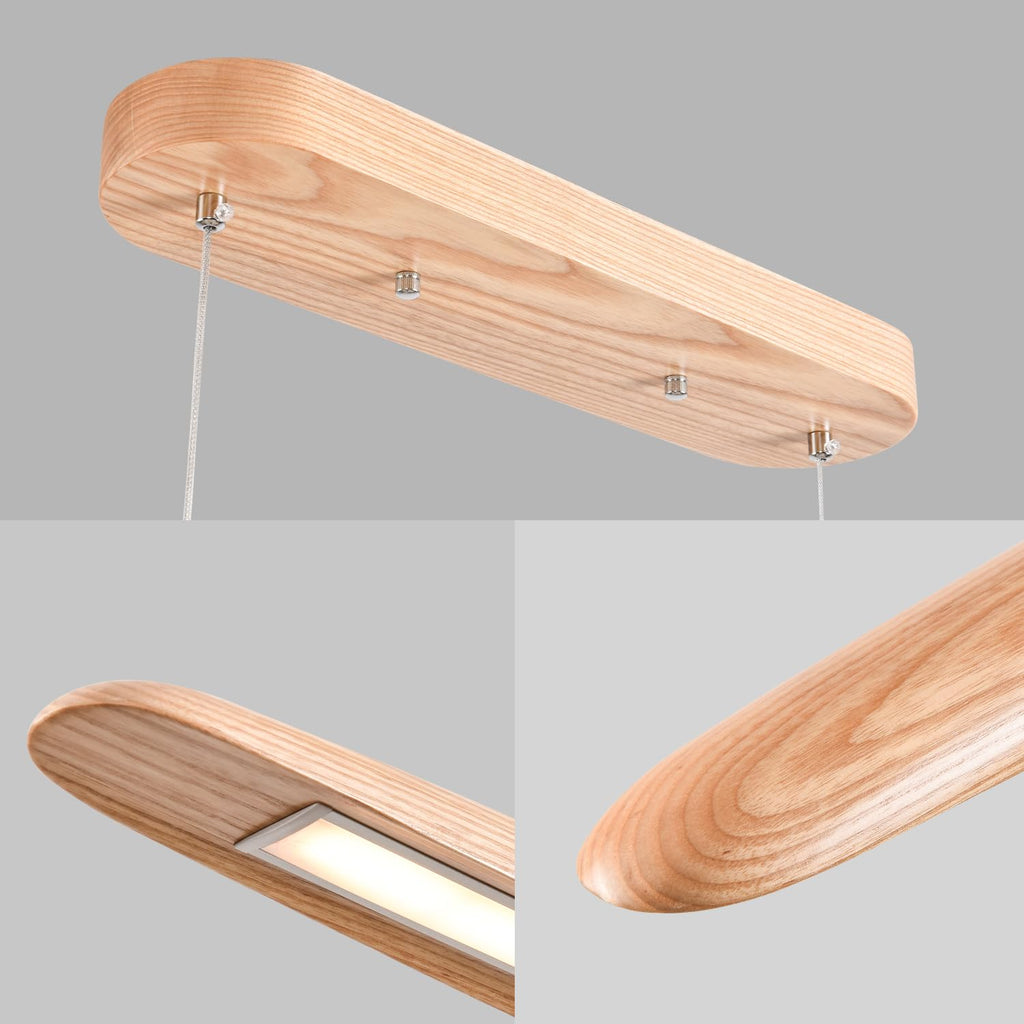 71" 40W Wood LED Linear Pendant Light Fixture Led Dining Room Light Dimmable Hanging Light Fixture Kitchen Island