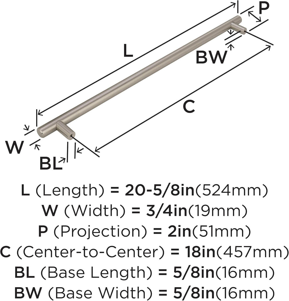 18" Bar Pulls Stainless Steel Appliance Pull