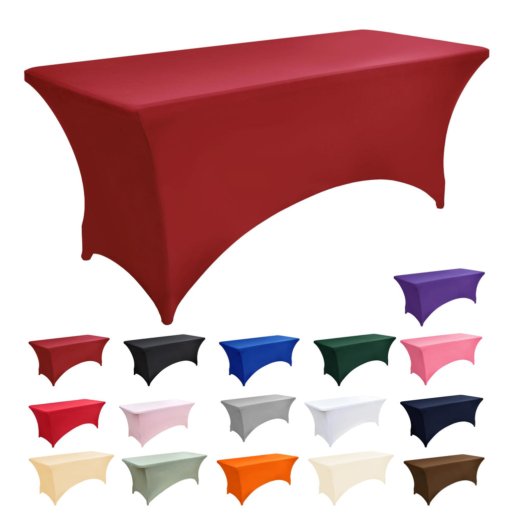 2-Pack 4ft Spandex Table Covers for Rectangular Folding Tables - Wrinkle Resistant Stretch Tight Table Cloths