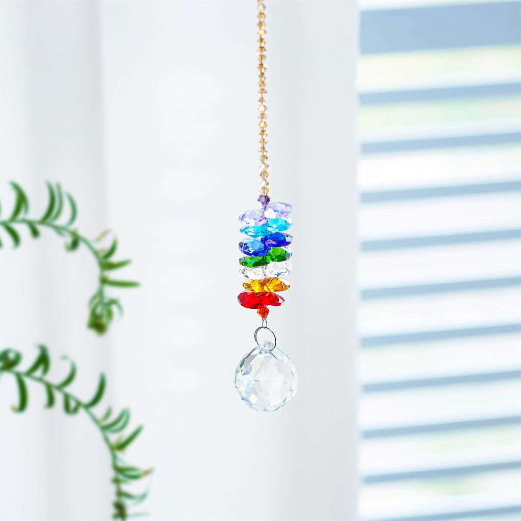 Hyaline&Dora 30mm Chandelier Crystals Ball Prisms Rainbow Octogon Chakra Suncatcher for Gift