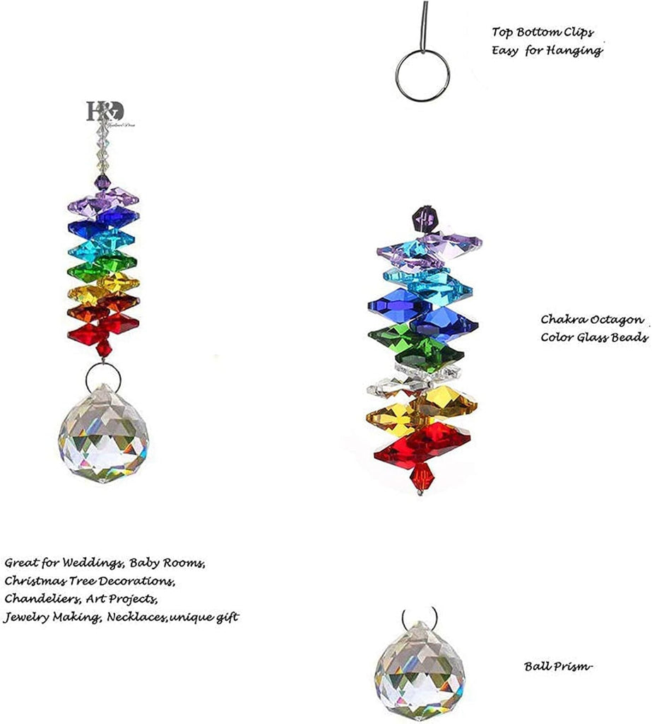 Hyaline&Dora 30mm Chandelier Crystals Ball Prisms Rainbow Octogon Chakra Suncatcher for Gift