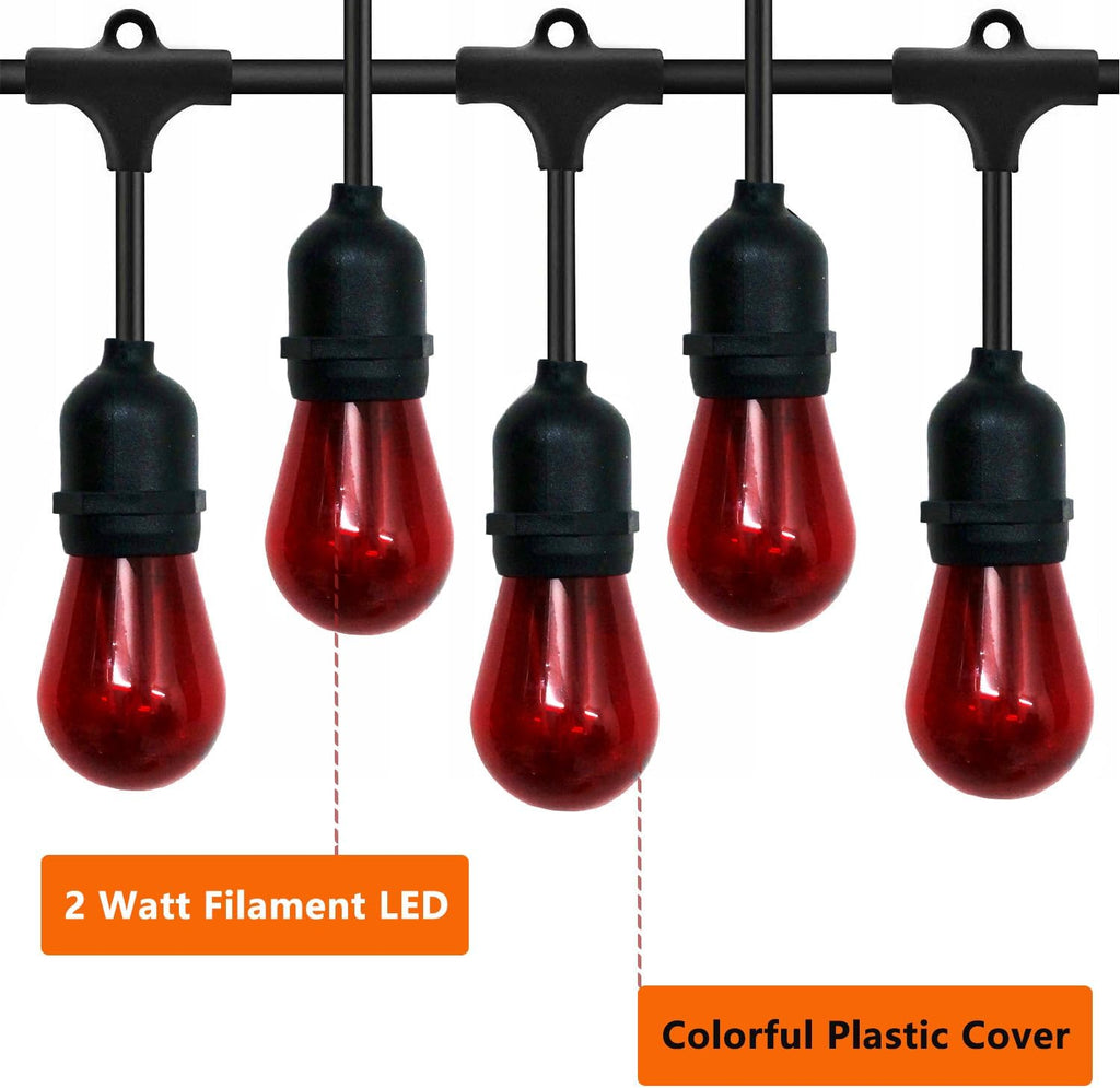 S14 LED Red Light Bulbs, Shatterproof Plastic 2 Watt