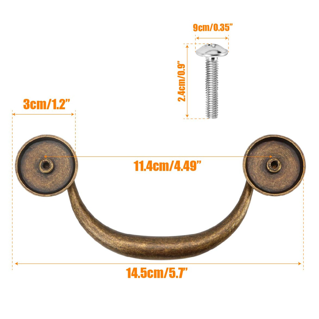 4.5" C-C Bail Handle Drop Pull Vintage Drawer - Antique Bronze Style Cabinet Dresser Knob Hardware, Zinc Alloy