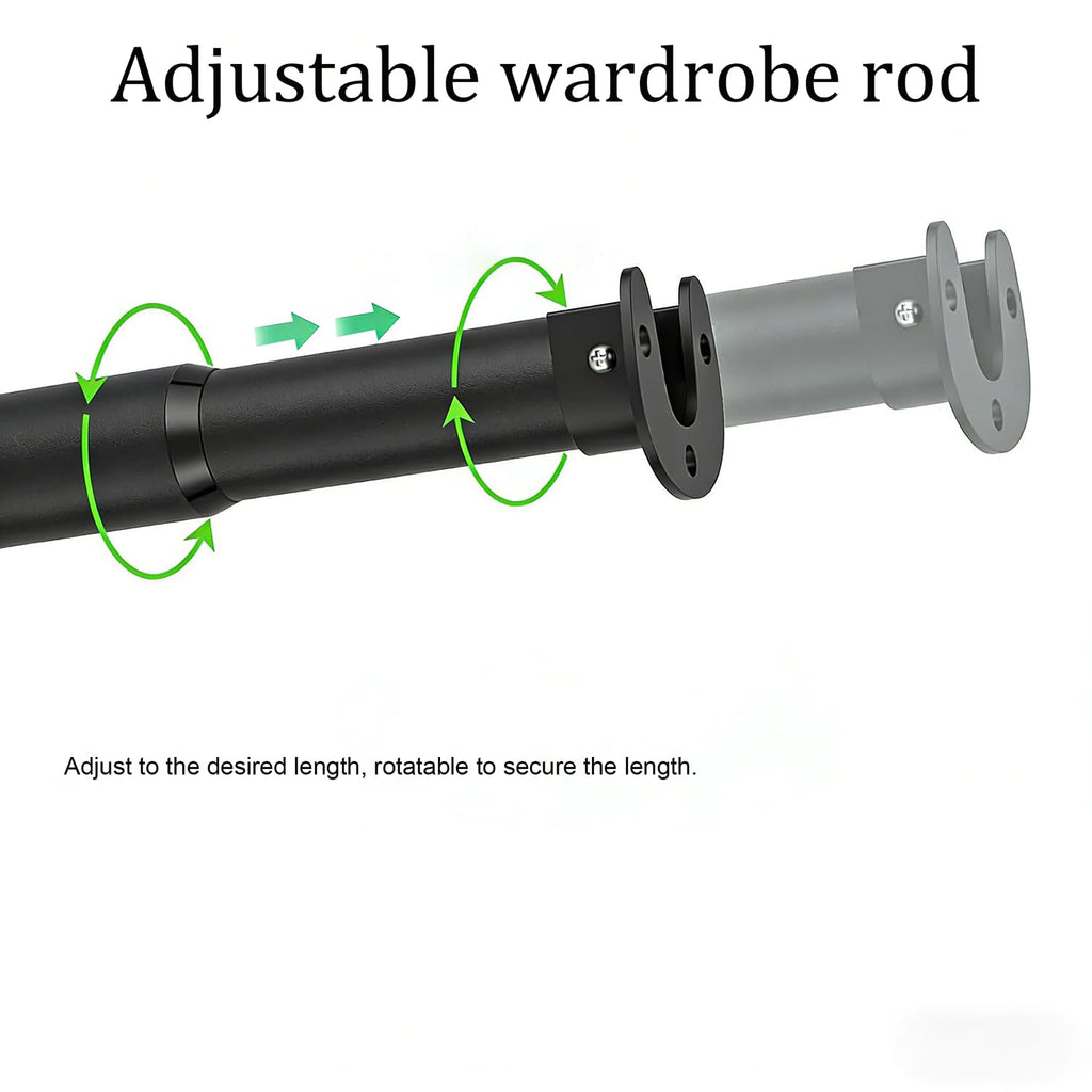 Closet Rods for Hanging Clothes,17-70 Inch Adjustable black Closet Rods