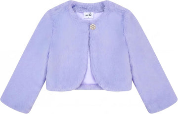 Girls Faux Fur Dress Coat Cozy Bolero Shrug Button Jacket